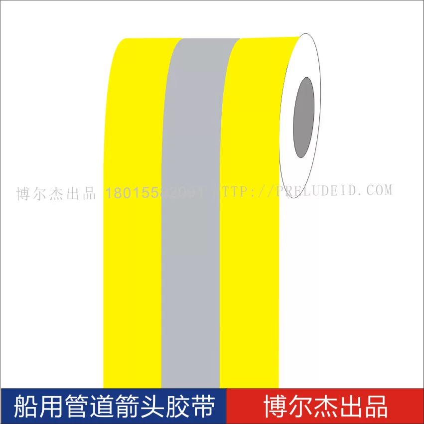 ISO 5093船用主辅色色环胶带Achetylene乙炔 管道标识色环贴纸